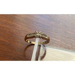 10k Yellow Gold Diamond Engagement Ring Channel Set Sz 6.75